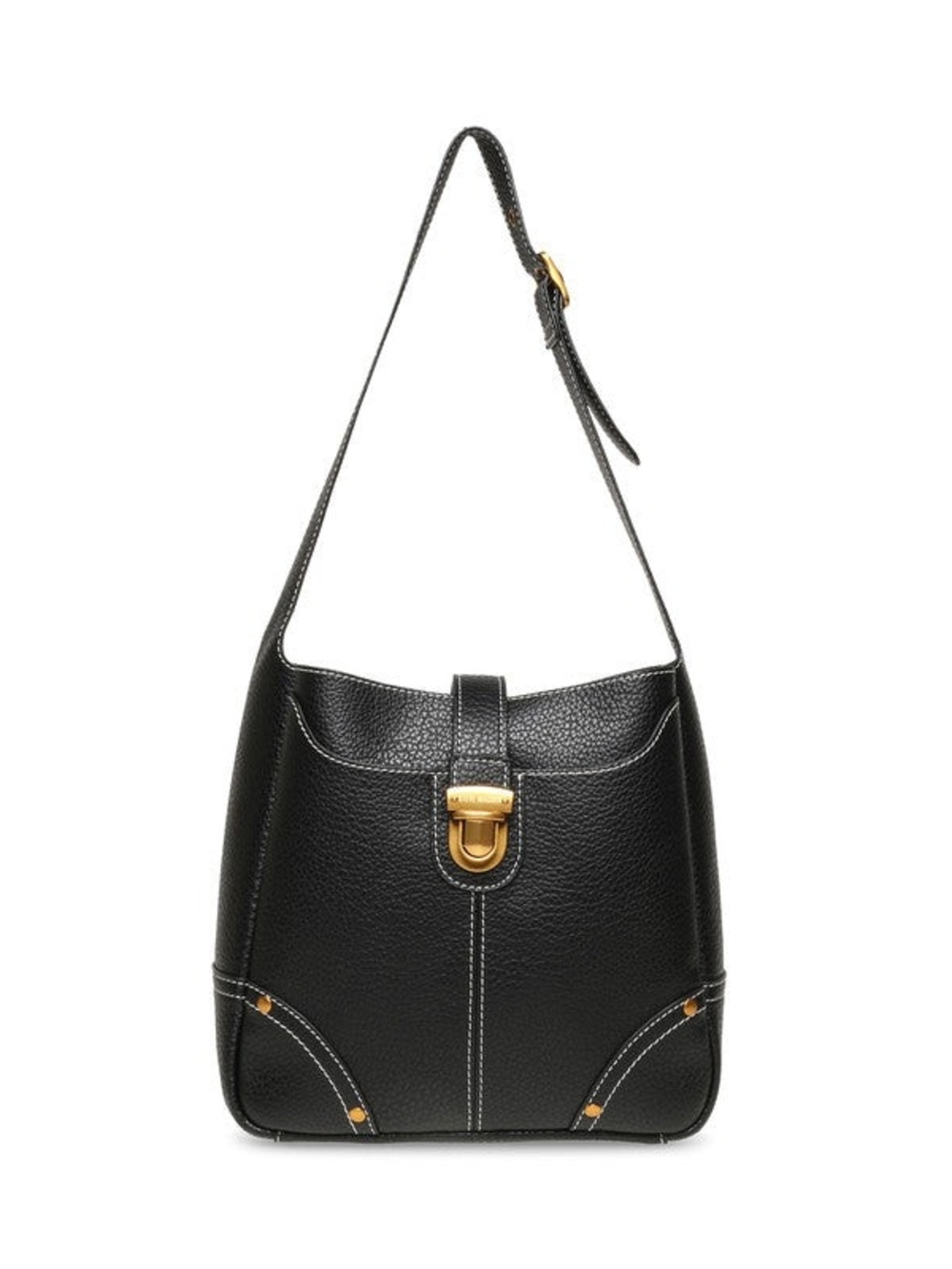 Steve Madden Black Pebbled Leather Shoulder Bag with Gold Hardware